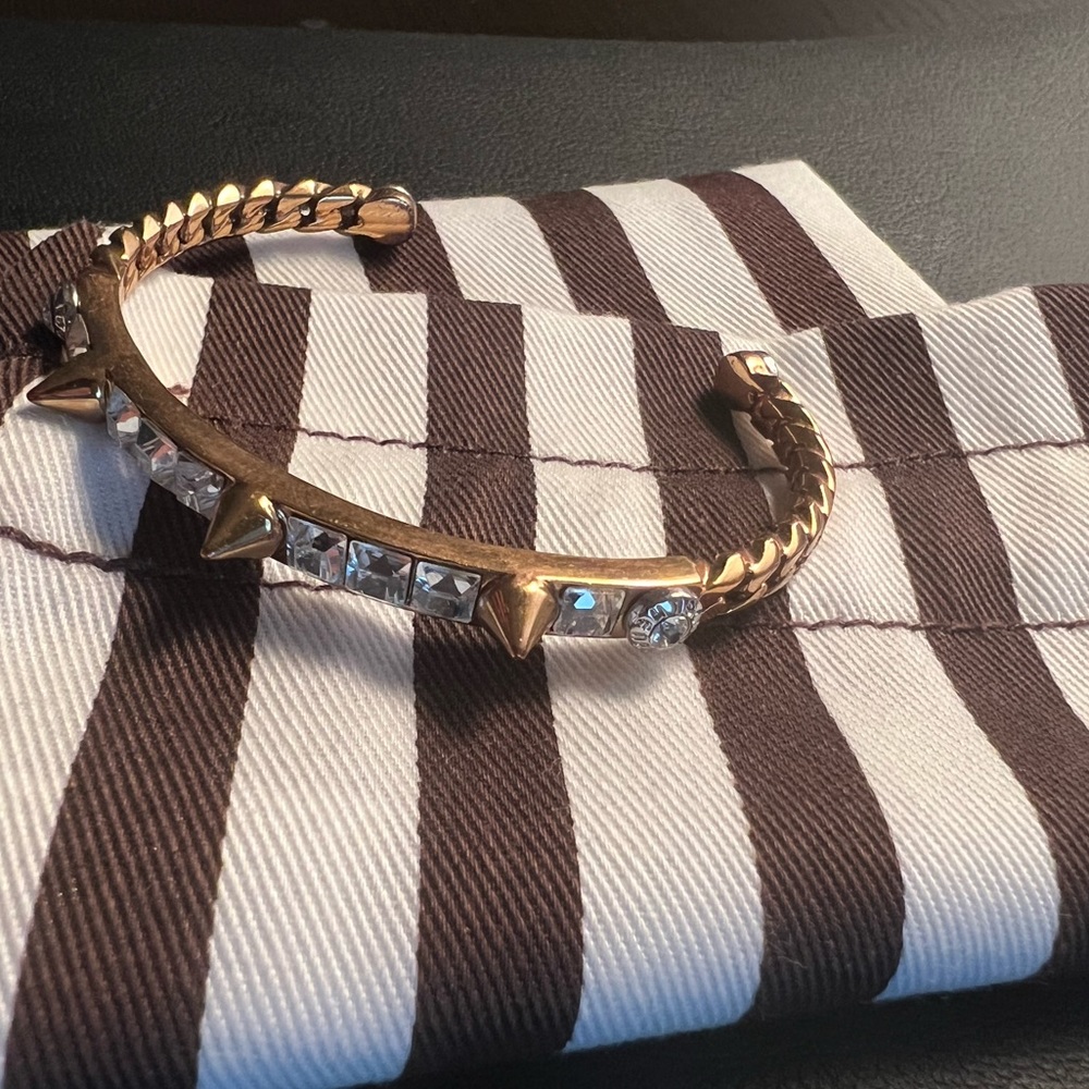 Henri Bendel Rose Gold/Crystal Spike bangle cuff